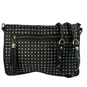 Urban Expressions Certified Vegan Studded Leather Black Shoulder Purse Handbag